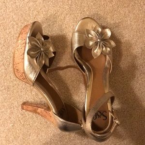 Gold Open Toed Heels